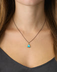 Triangle Turquoise Necklace - Sterling Silver Bezel + 22k Gold Dots