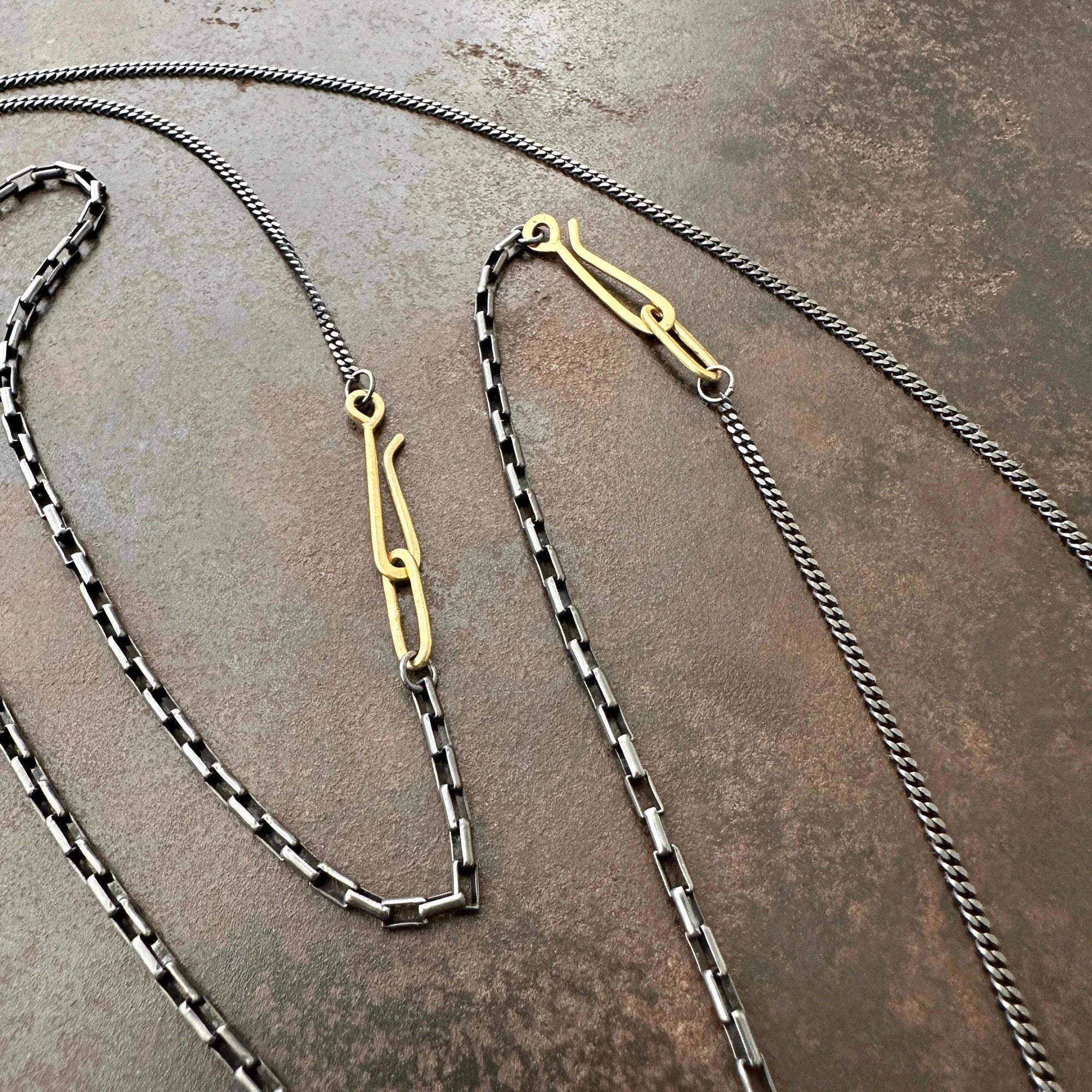 Black and Gold 3-way Chain - 18k Gold + Sterling Silver - KMJ Hilary Finck Jewelry - Necklace