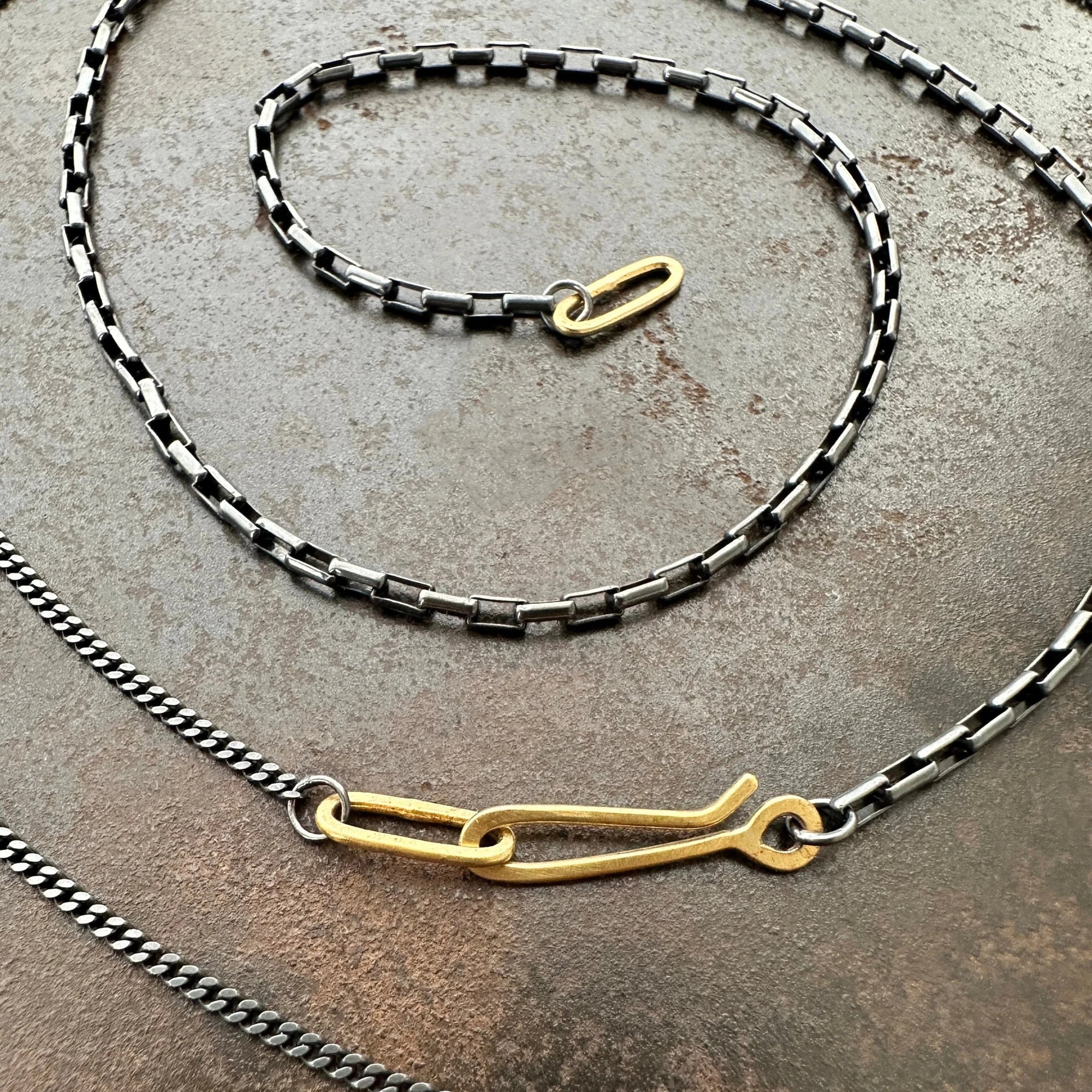 Black and Gold 3-way Chain - 18k Gold + Sterling Silver - KMJ Hilary Finck Jewelry - Necklace
