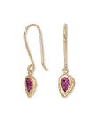 Teardrop Earrings - 18ky Gold + Rubies