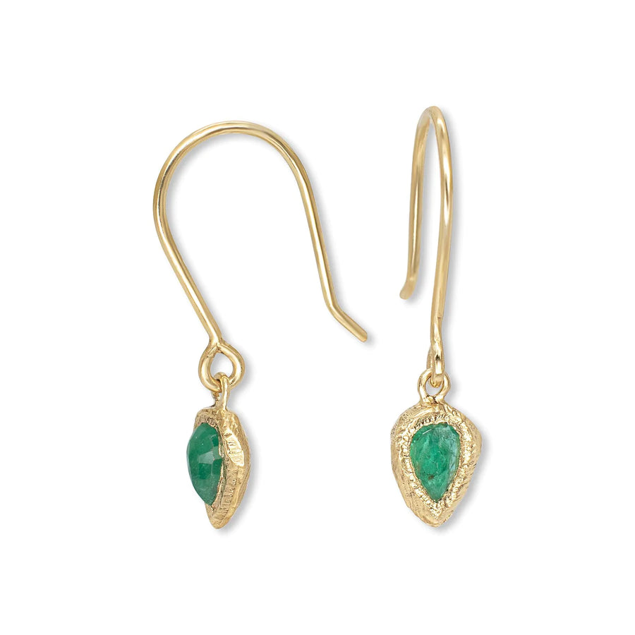Teardrop Earrings - 18k Gold +  Emerald