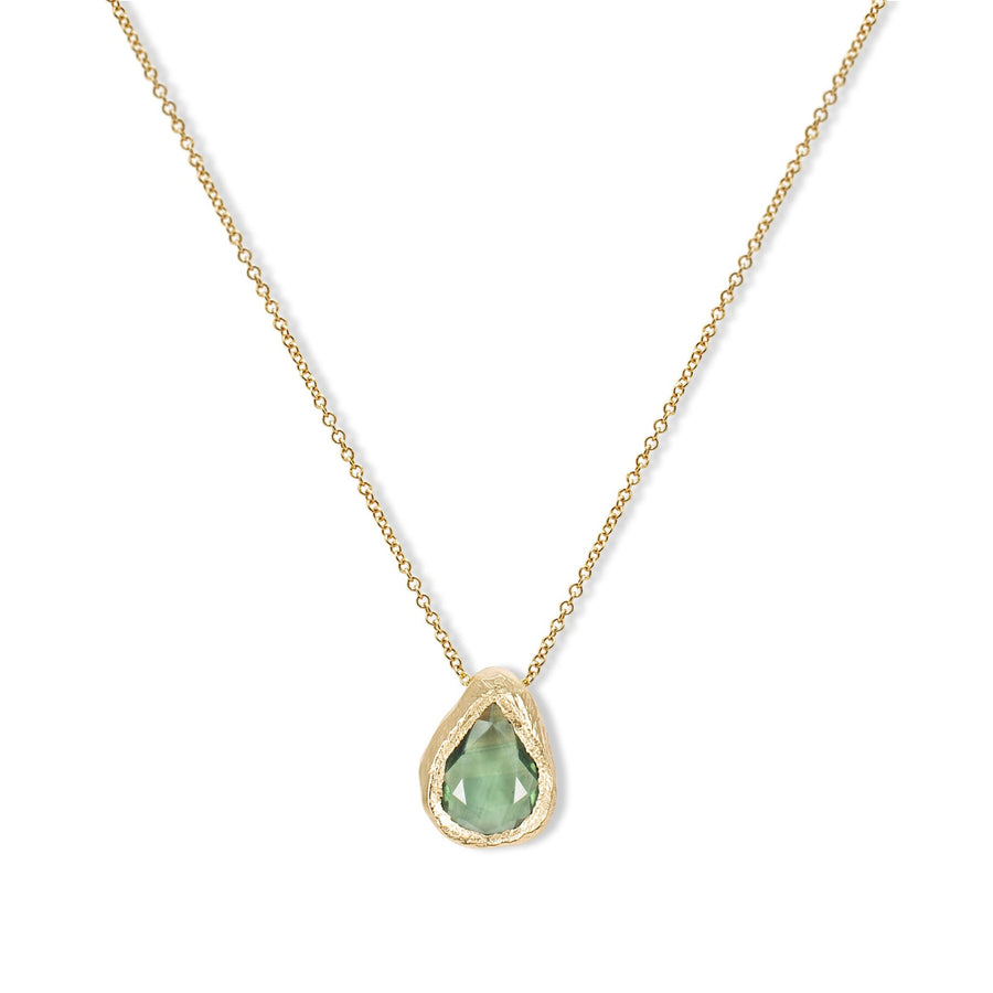 Freeform Slider Necklace - 18k Gold + Green Sapphire