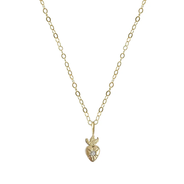 Amulet Sacred Heart Charm - 14k Gold + Diamond