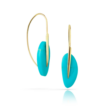 OOAK Feather Earrings - 18k Gold + Turquoise