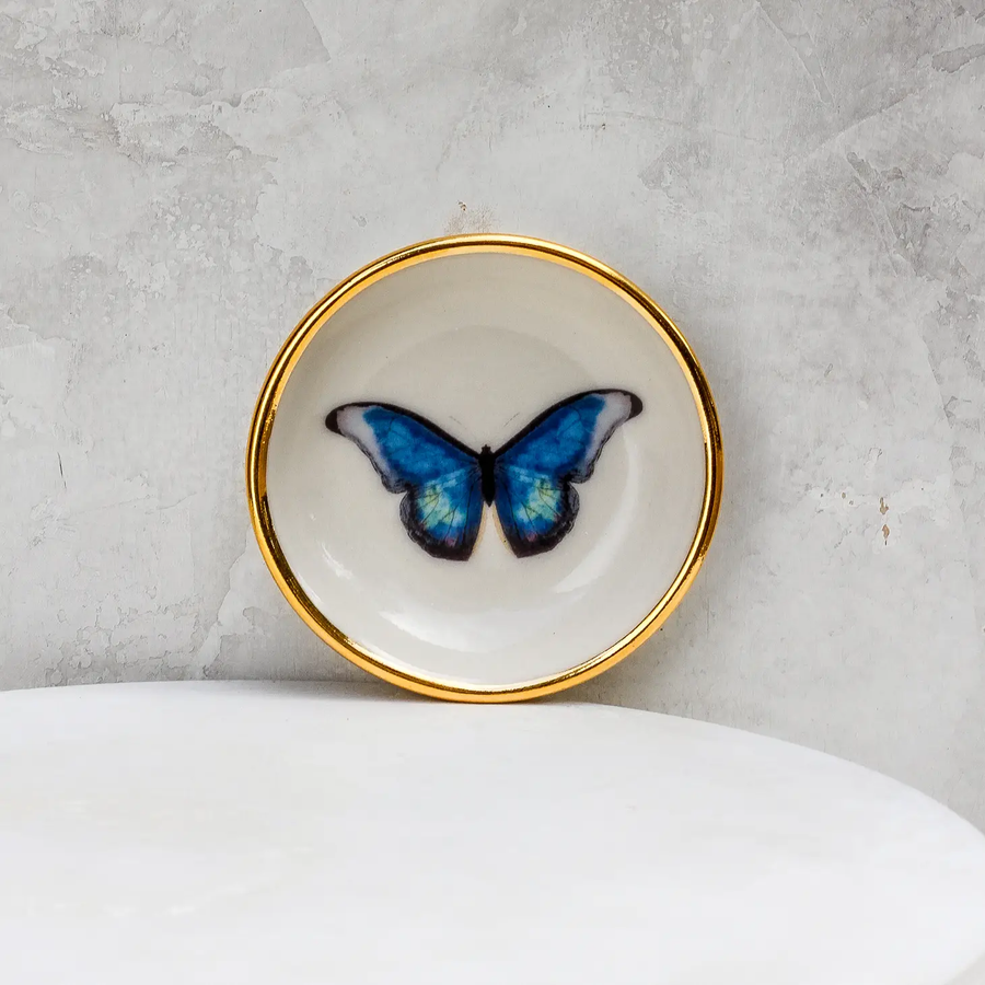 Blue Mopho Butterfly Handmade Ring Dish
