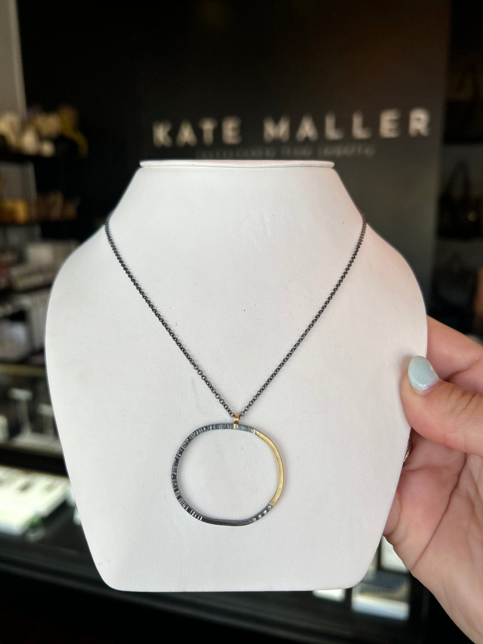 Turning Aspen Necklace - 18k gold, Oxidized Silver + Reclaimed Diamonds - KMJ Kate Maller Jewelry Jewelry - Necklaces