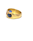 OOAK Hand Carved Tapered Ring - 18k Gold + Sapphires