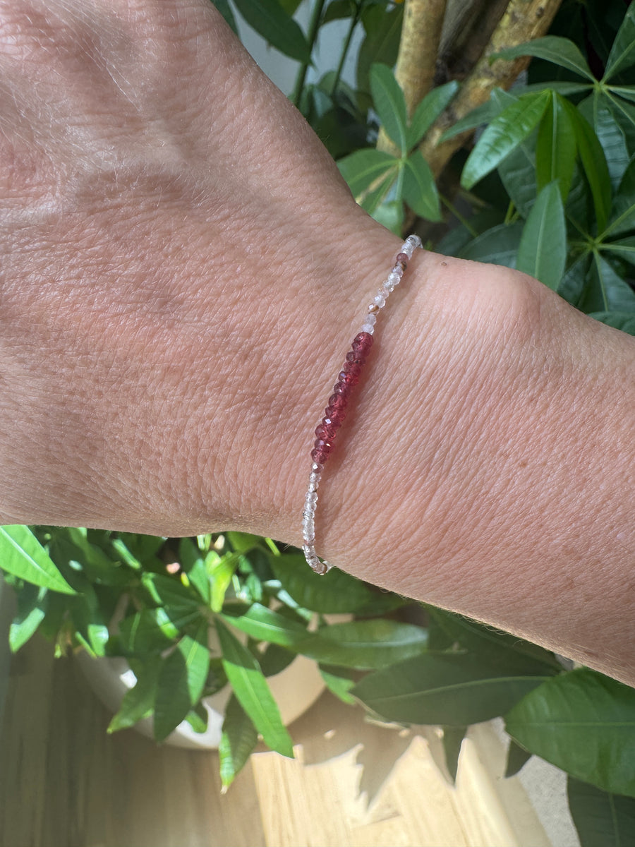 Red Rutilated Quartz + Sapphire Bracelet