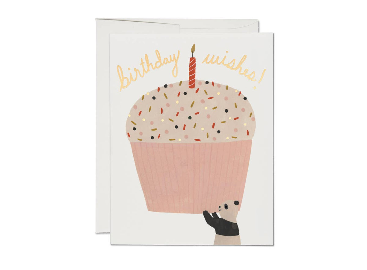 Panda Cupcake birthday greeting card - KMJ Red Cap Cards Card