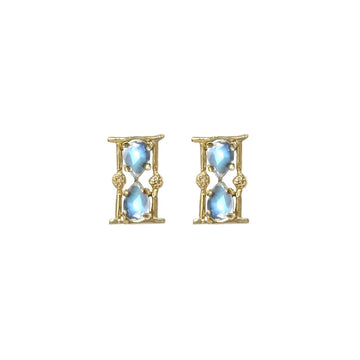 Amulet Hourglass Studs - 14k Gold + Moonstone