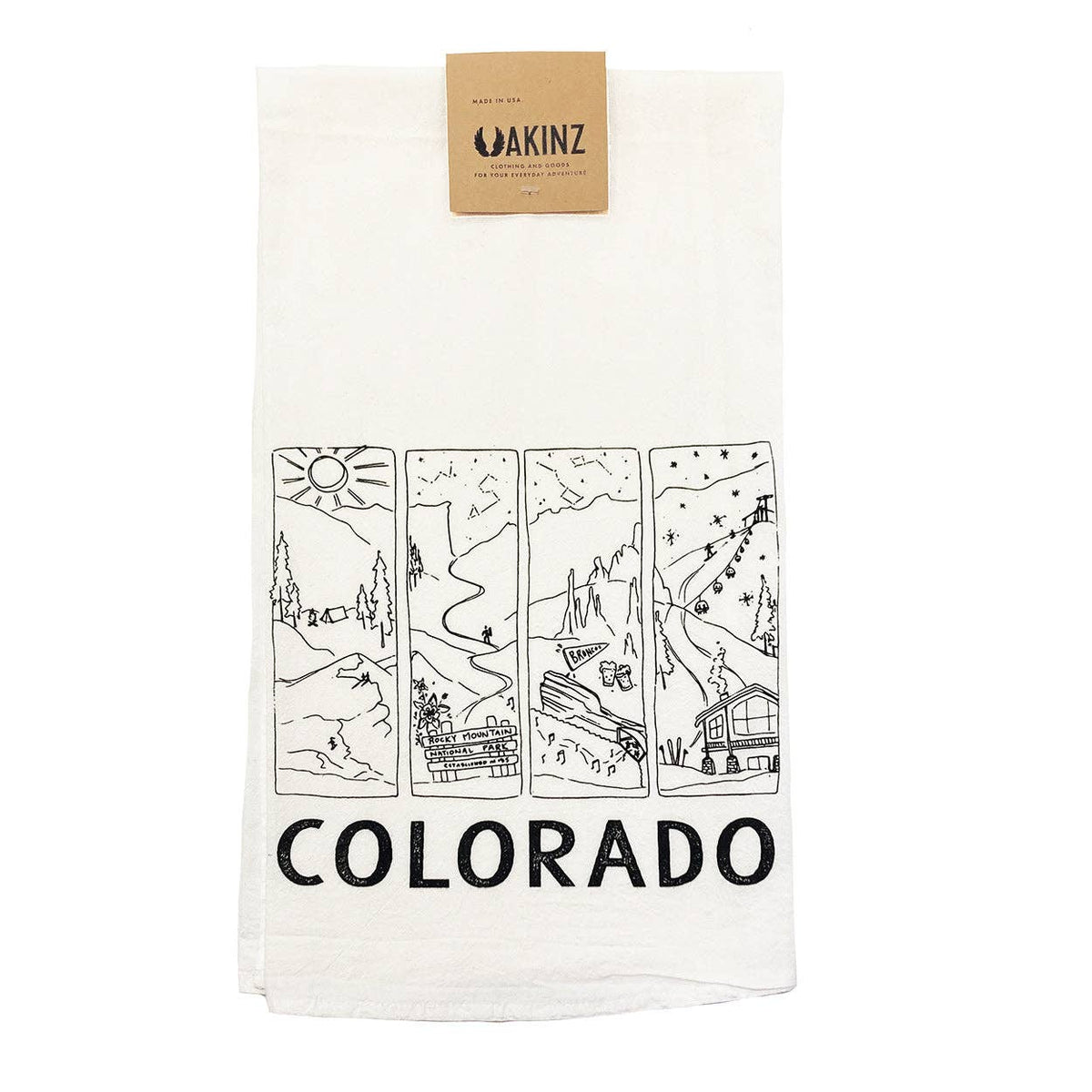 Colorado Seasons Tea Towel: White