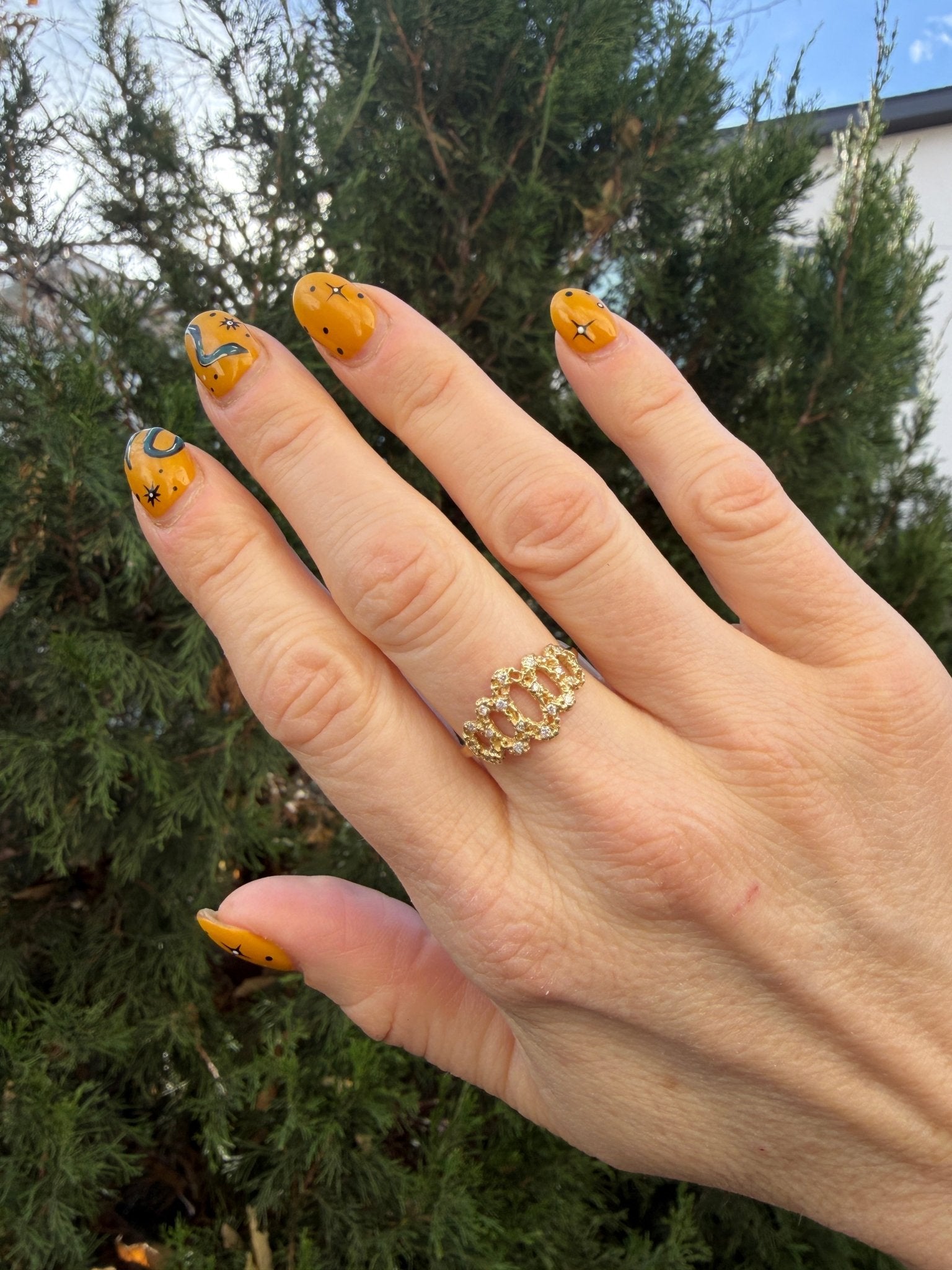 Delicate Scallop Ring - 14ky Gold + Diamonds - KMJ Made By Branch Jewelry - Rings