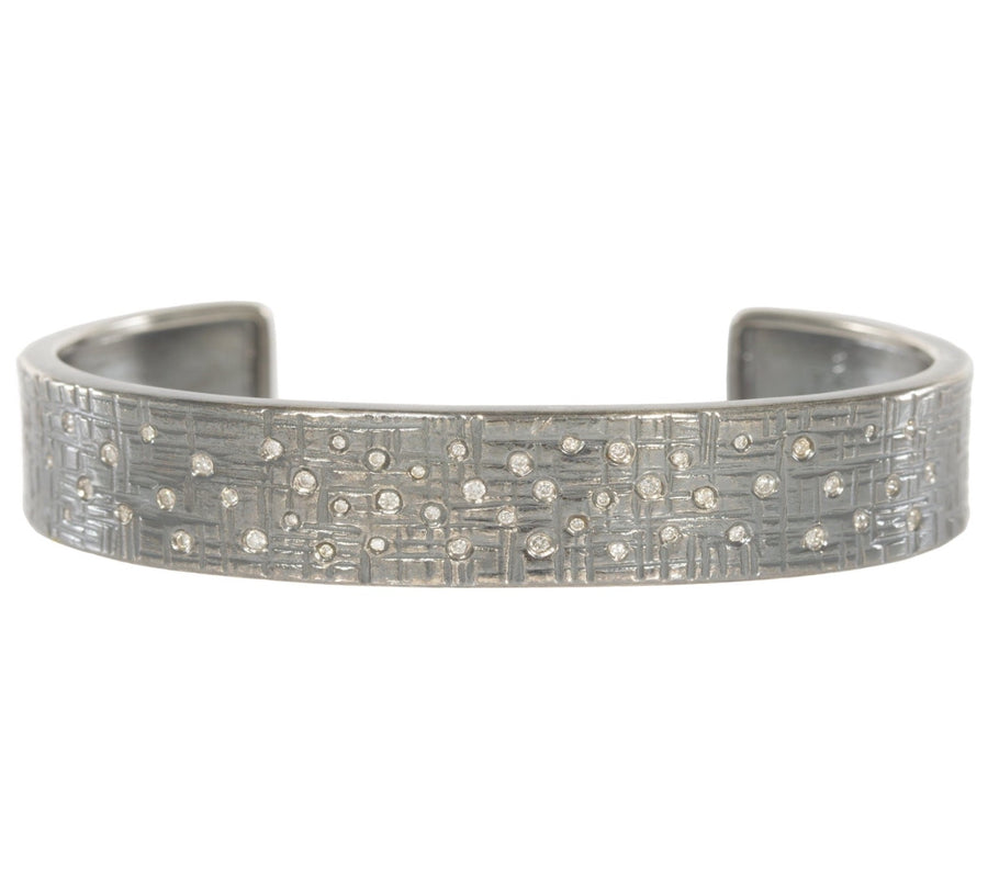 Silver Aspen Squared Cuff - Oxidized Silver + Reclaimed VS Diamonds