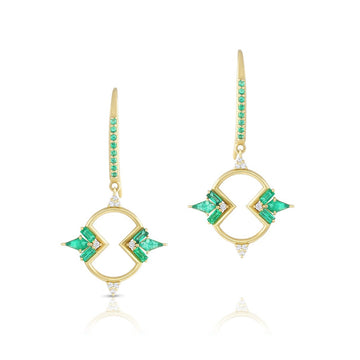 Figure Eight Earrings - 18k Gold + Emeralds
