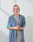 100% Italian Spun Egyptian Cotton Body Cocoon Wrap: Pinwheel Print - Robin Denim Marble