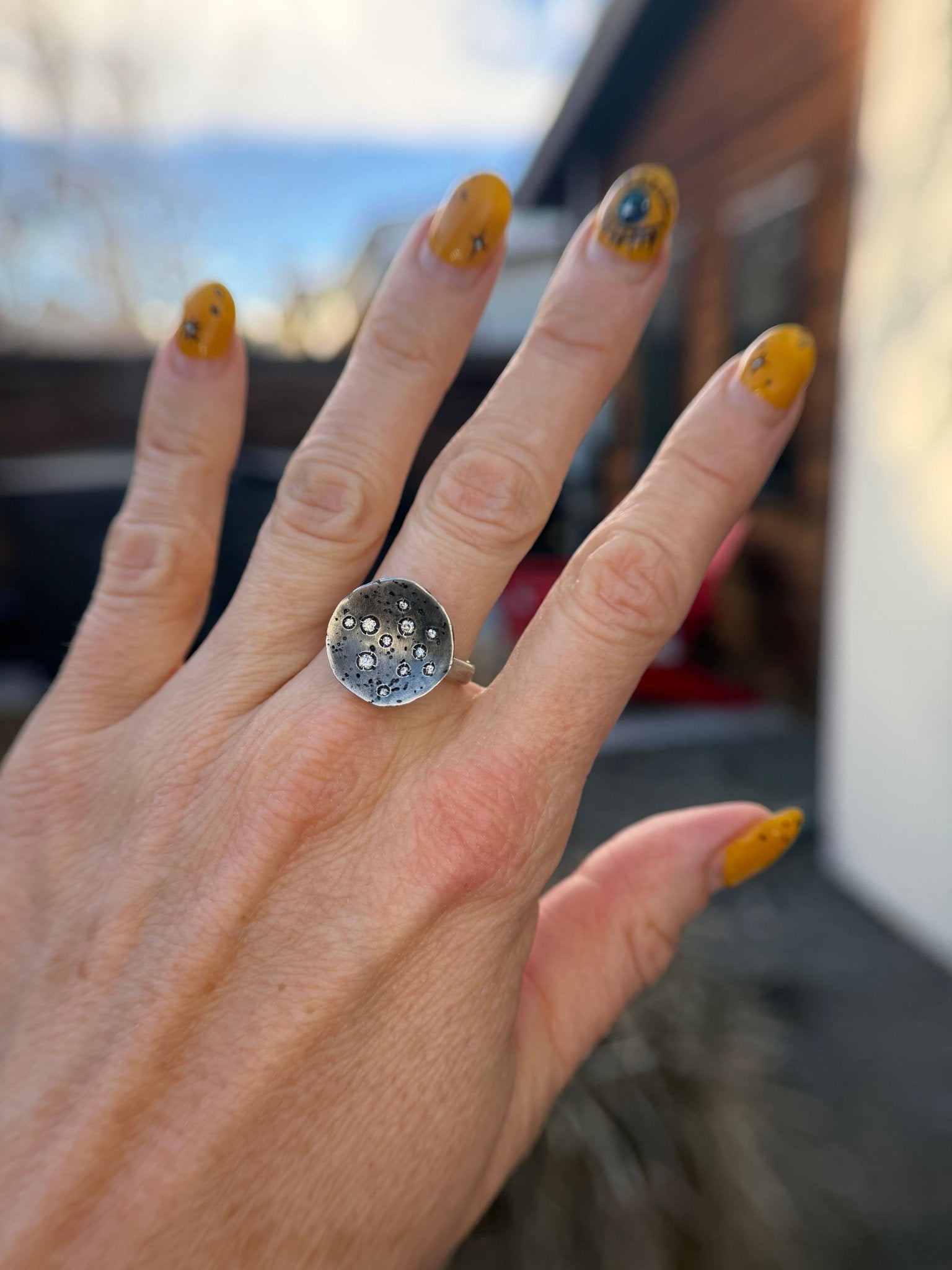 Small Rock Scatter Ring- Silver + Diamonds - KMJ Made By Branch Jewelry - Rings