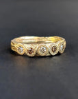 Warm Diamond Bubble Band - 10ky Gold,  Champagne + Cognac Diamonds