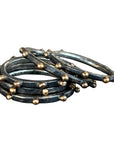 Black + Gold Stacking Ring - Oxidized Sterling Silver + 10ky Gold