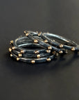 Black + Gold Stacking Ring - Oxidized Sterling Silver + 10ky Gold
