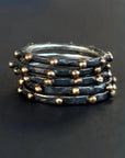 Black + Gold Stacking Ring - Oxidized Sterling Silver + 10ky Gold