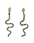 Black + Gold Serpent Dangles - Sterling Silver + 10ky Gold