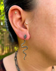 Oxidized Serpent Dangles - Sterling Silver