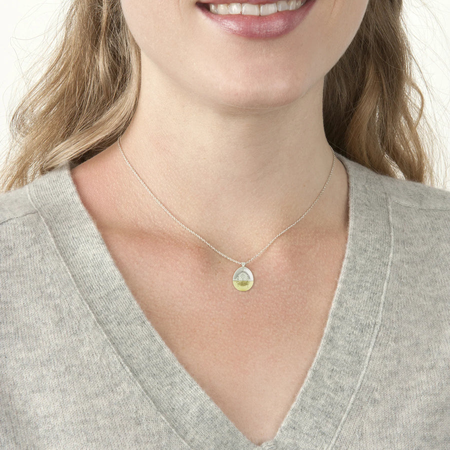 Horizon Drop Pendant Necklace -18ky, Sterling Silver + Diamonds