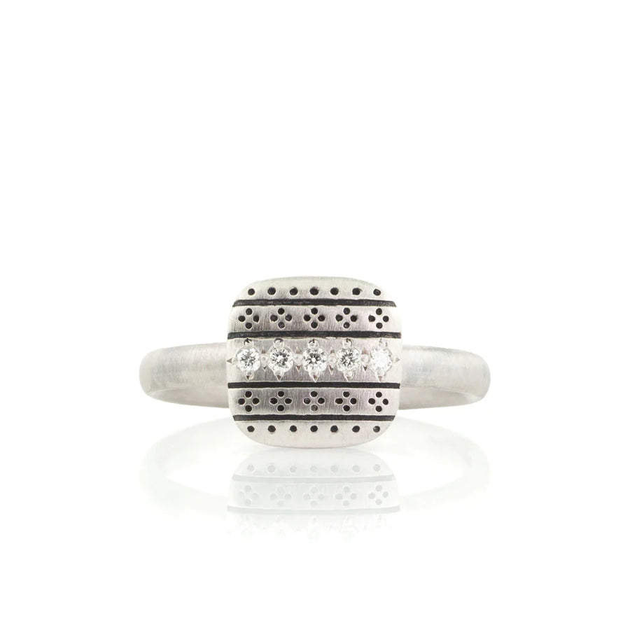 Square Nomad Ring - Sterling Silver + Diamonds