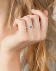 Oval + Round Charm Ring - Sterling Silver, Sapphire + Diamond