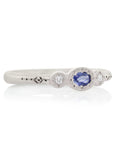 Oval + Round Charm Ring - Sterling Silver, Sapphire + Diamond