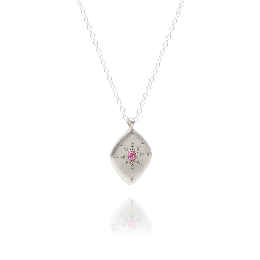 Star Gaze Pendant Necklace - Sterling Silver + Pink Sapphire