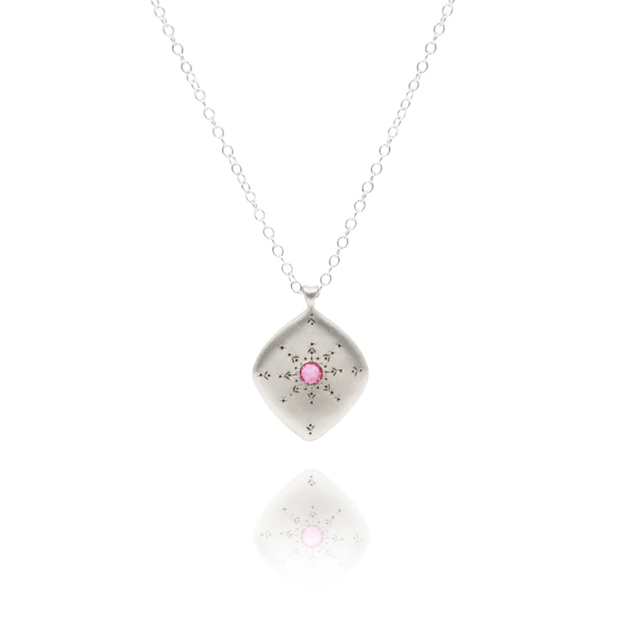 Star Gaze Pendant Necklace - Sterling Silver + Pink Sapphire