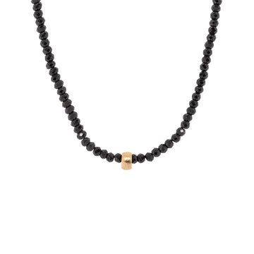 Natural Gemstone Boulder Bead Necklace - 18ky + Spinel