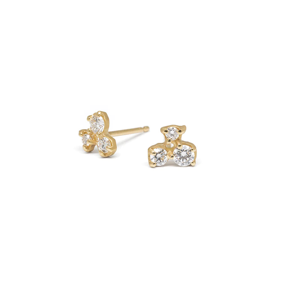 Diamond Trio Cluster Earrings - 18ky + Diamonds