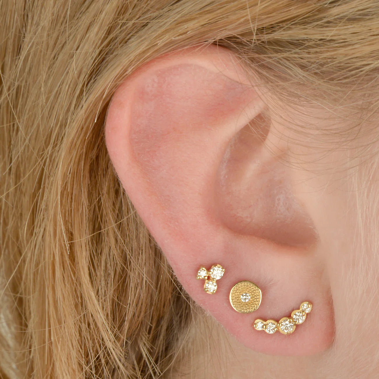 Diamond Trio Cluster Earrings - 18ky + Diamonds
