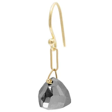 Gemstone Paper Clip Earrings - 18ky, 14ky + Hematite