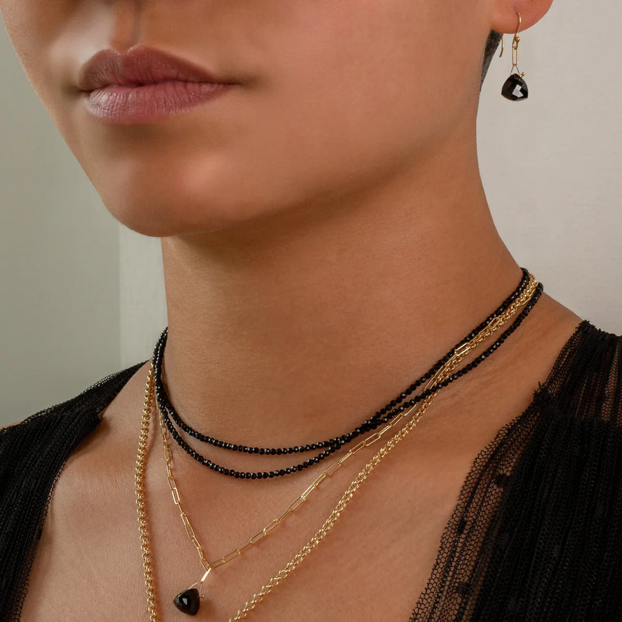 Gemstone Paper Clip Earrings - 18ky, 14ky + Spinel
