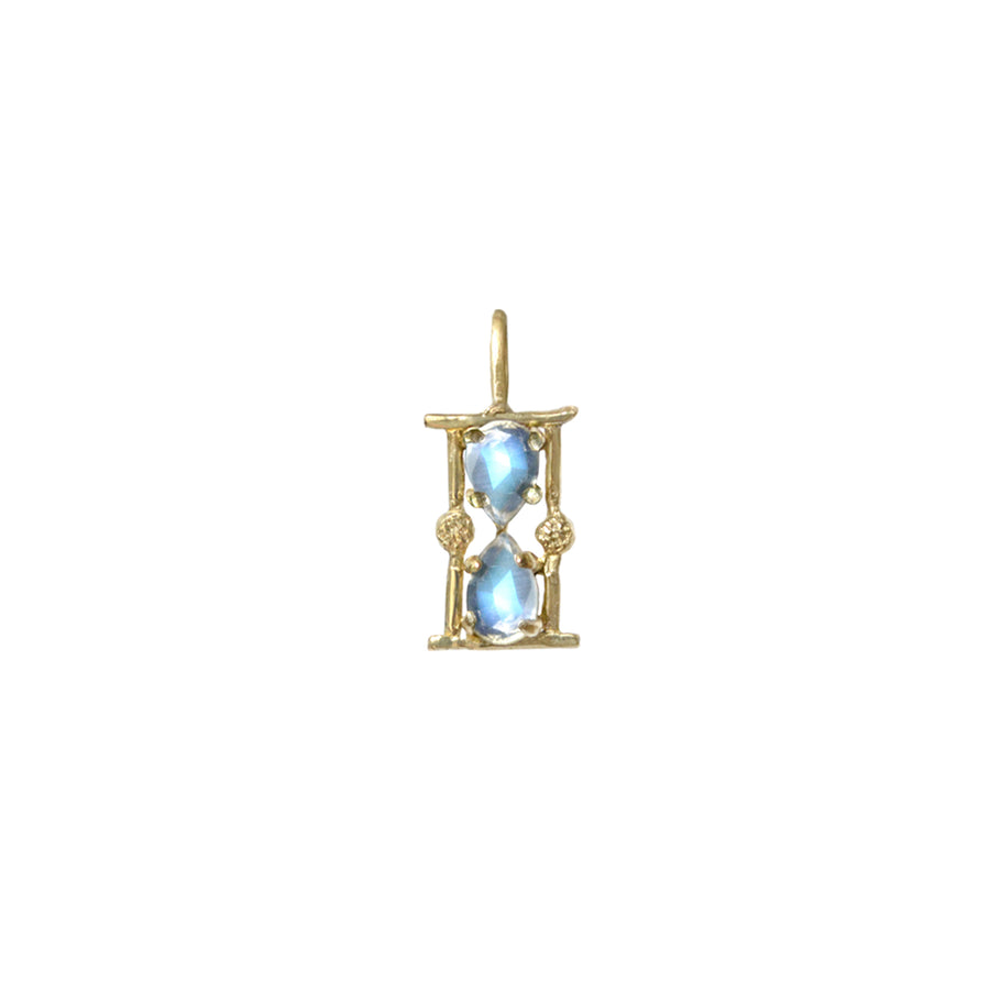Hourglass Amulet Charm - 14ky + Moonstone