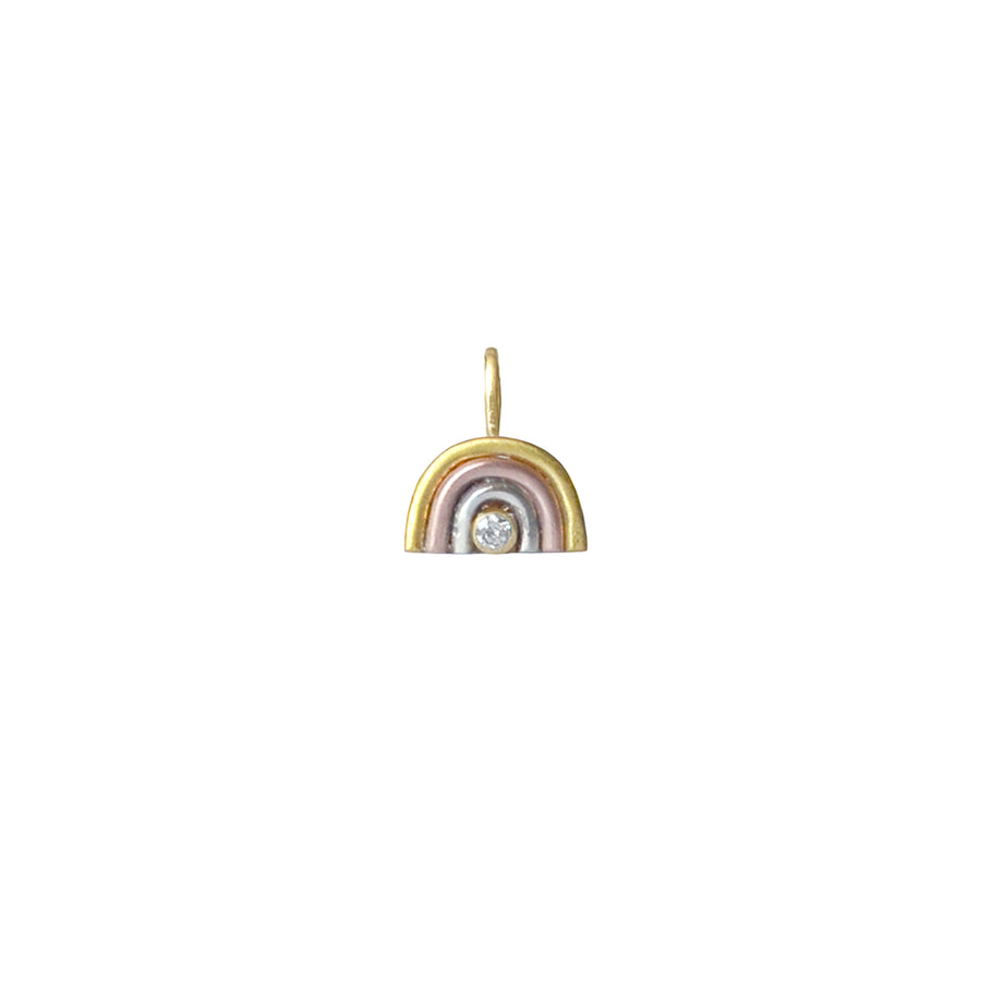 Rainbow Amulet Charm - 14ky, 14kw, 14k Rose Gold + Diamond