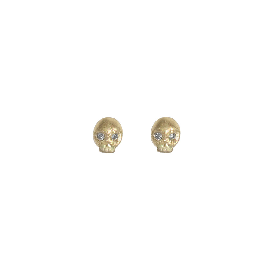 Amulet Skull Studs - 14ky + Diamonds