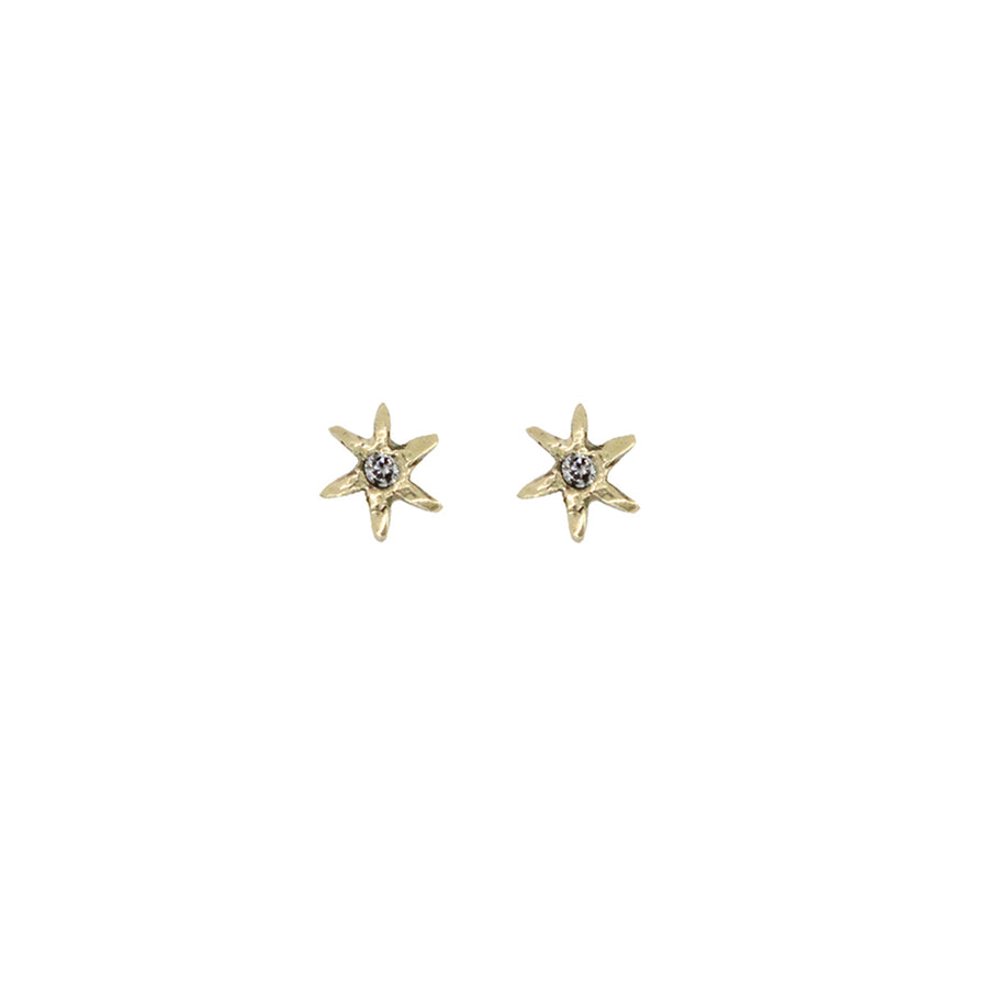 North Star Amulet Studs - 14ky + Diamonds