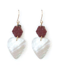 Aroma Earrings - 14k Gold-Fill, Ruby + Mother of Pearl
