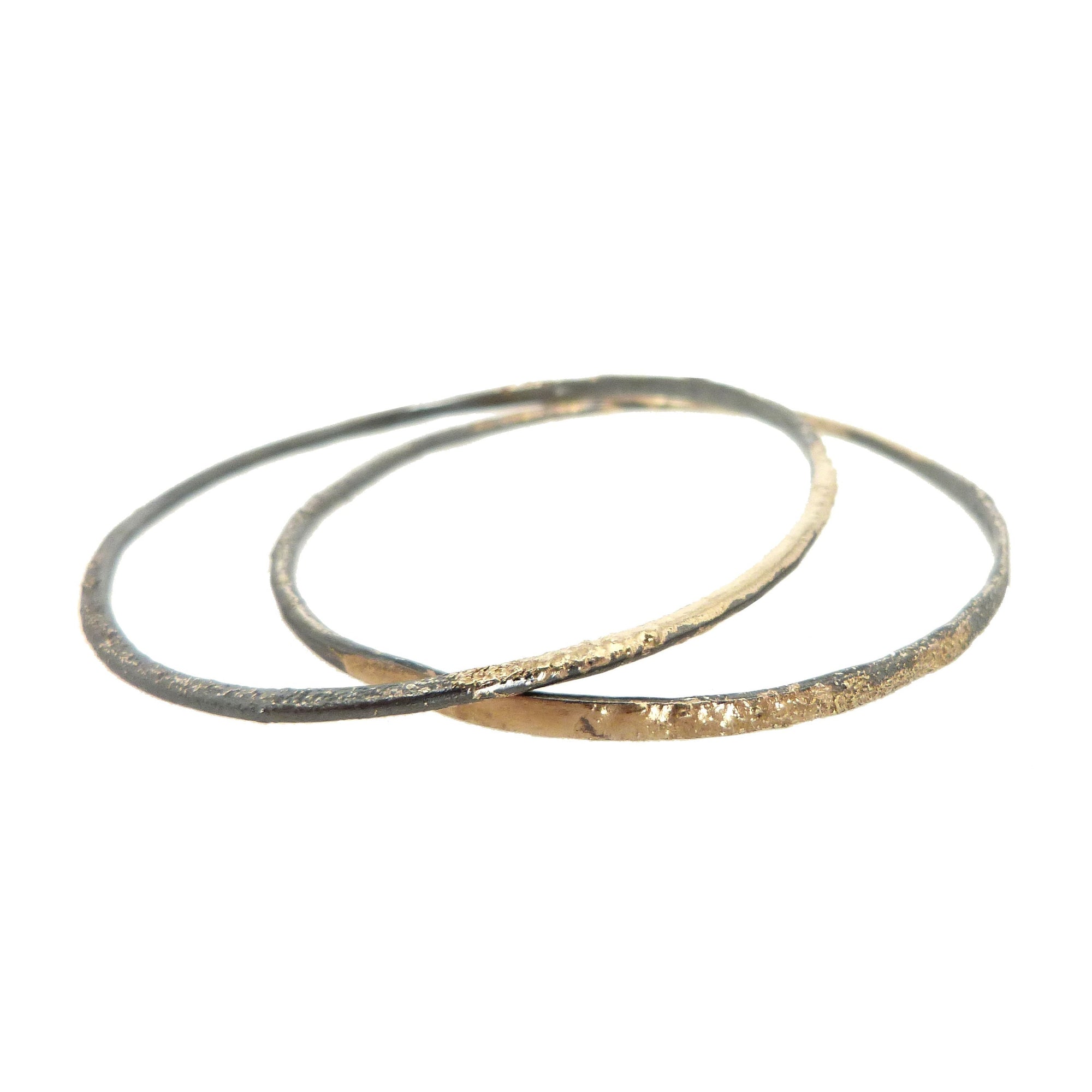 Crescent Stacker Bangle - 22k/18k Gold + Oxidized Silver