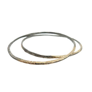 Crescent Stacker Bangle - 22k/18k Gold + Oxidized Silver