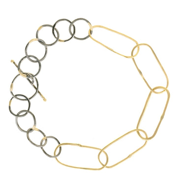 Breezy Chain Link Bracelet - 18k Gold + Oxidized Argentium Silver