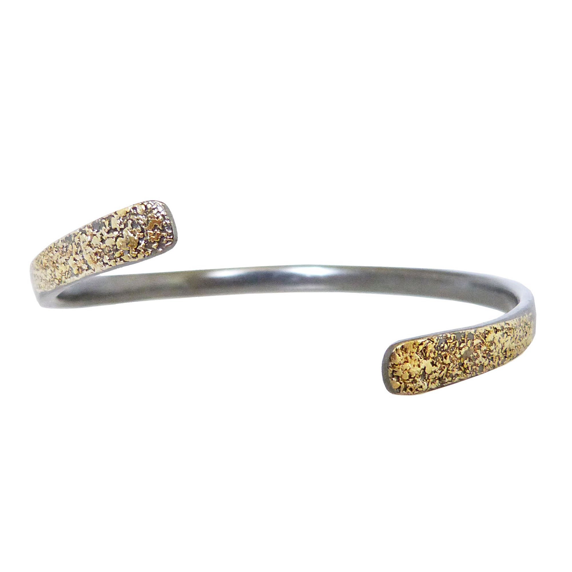 Sculptural Slice Cuff - 22k Gold, Oxidized Silver + Diamonds - KMJ Kate Maller Jewelry Jewelry - Bracelets