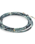 Blue Tourmaline Wrap Bracelet-Necklace - 14k Gold + Blue Tourmaline