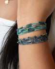 Teal Grandidierite Wrap Bracelet-Necklace - 14k Gold + Teal Grandidierite