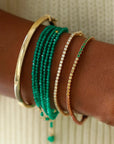 Green Onyx Wrap Bracelet - Necklace - 14k Yellow Gold / Regular / 34"