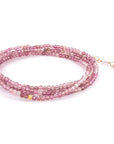 Pink Tourmaline Wrap Bracelet-Necklace  - 14k Gold + Pink Tourmaline